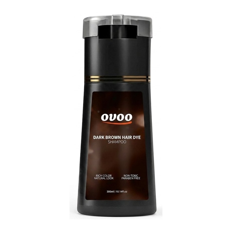 OVOO Dark Brown Hair Dye Shampoo 300 ml bottle